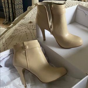 Cream platform bootie